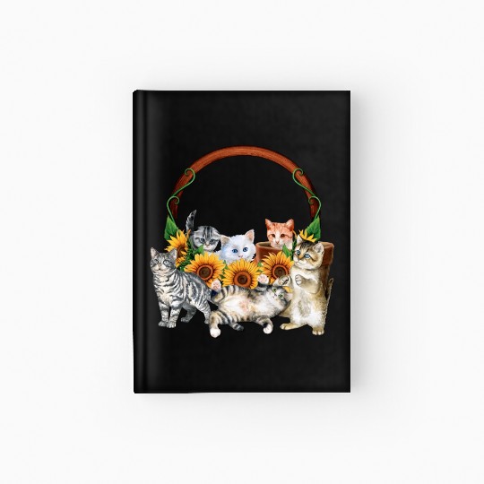 Kittens Sunflowers Gift For Cat LOver Hardcover Journal