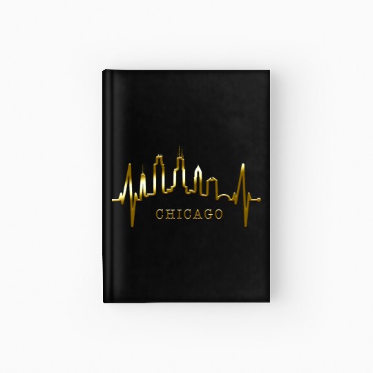 Chicago Skyline Heartbeat USA Heart I Love Chicago Hardcover Journal