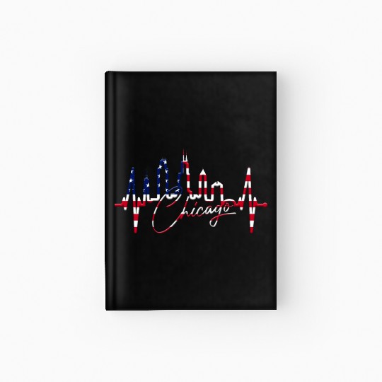 Chicago Skyline Heartbeat USA Heart I Love Chicago Hardcover Journal