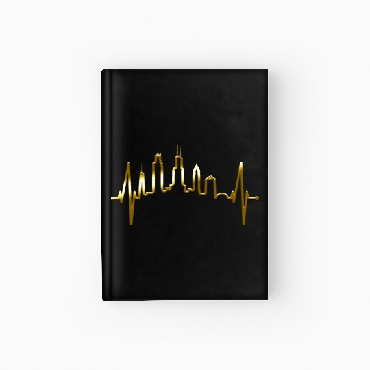 Chicago Skyline Heartbeat USA Heart I Love Chicago Hardcover Journal