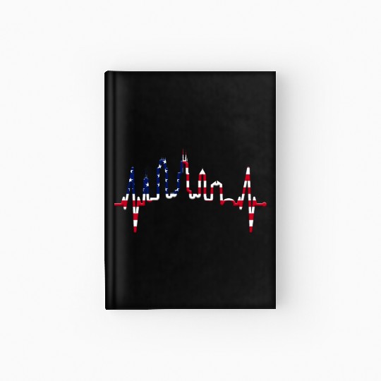 Chicago Skyline Heartbeat USA Heart I Love Chicago Hardcover Journal