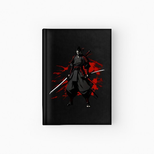 Anime Samurai Hero in Black Kimono Hardcover Journal