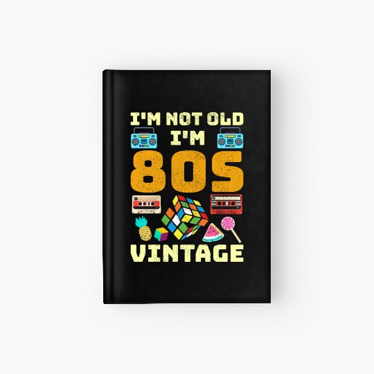 80s Vintage Vibes - Retro Design with Neon Colors Hardcover Journal