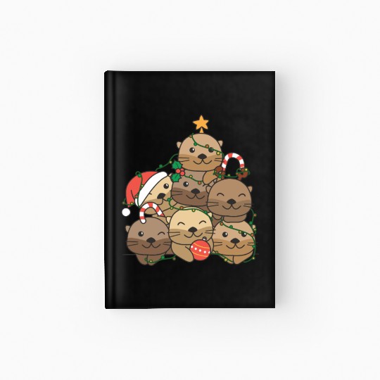 Otter Christmas Tree Funny Animal Christmas Hardcover Journal