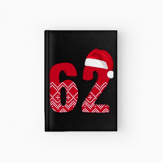 62 Red and White Christmas Number Sixty Two Hardcover Journal