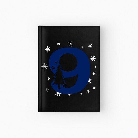 9 White Christmas Stars - Blue Number Nine Hardcover Journal