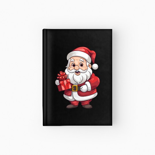 Cute Santa Claus With Christmas Surprise Hardcover Journal