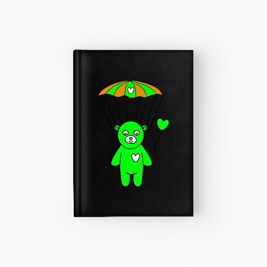 Teddy Bear - The Green Skydiver Hardcover Journal