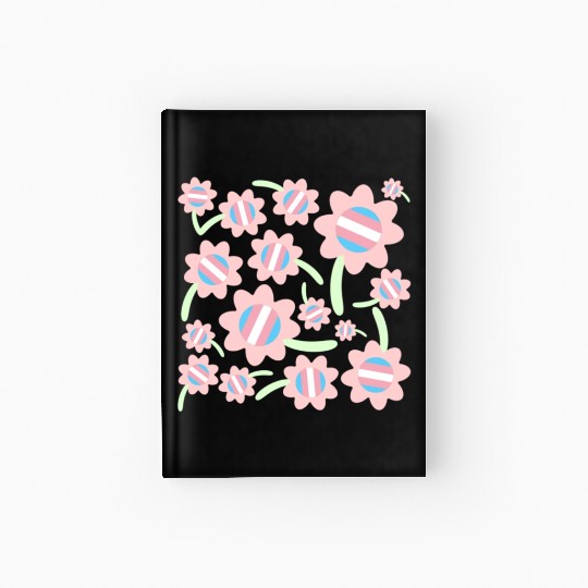Transgender Pride Flag Flower Pattern Hardcover Journal