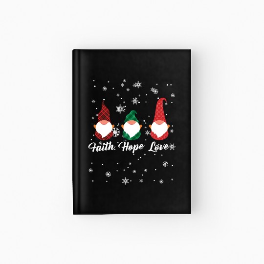 Faith Hope Love Religious Family Christmas Gnome Hardcover Journal