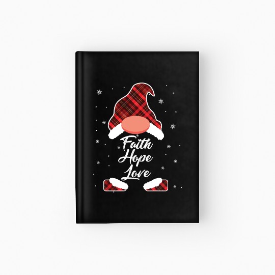 Faith Hope Love Religious Family Christmas Gnome Hardcover Journal