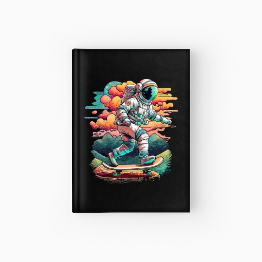 Astronaut Skateboarding Above the Moon Hardcover Journal
