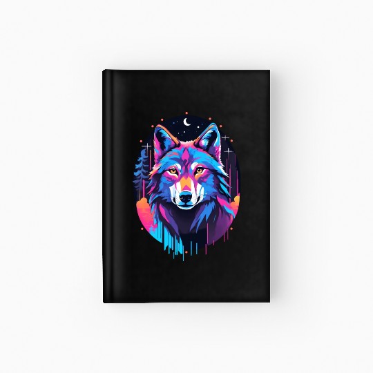 Eerie Blacklight Wolf Hardcover Journal - Neon Colors