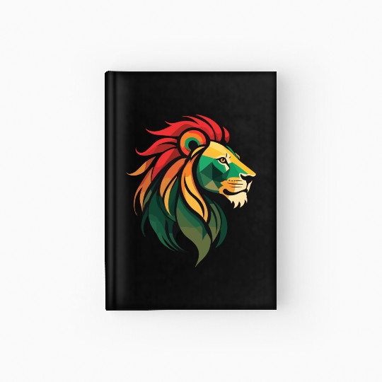 Vintage Lion Silhouette in Red, Gold, and Green Hardcover Journal