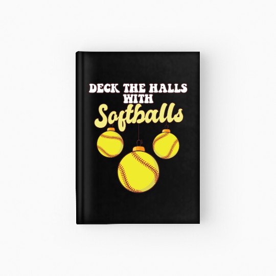 Softball Player Catcher Christmas Balls Deck The Hardcover Journal