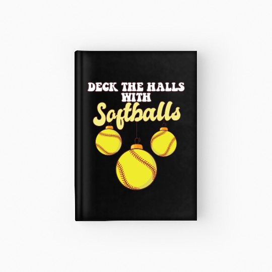 Softball Player Catcher Christmas Balls Deck The Hardcover Journal
