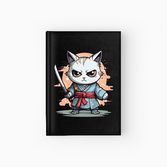 Cute Samurai Cat Kawaii Japanese Ronin Aesthetic A Hardcover Journal