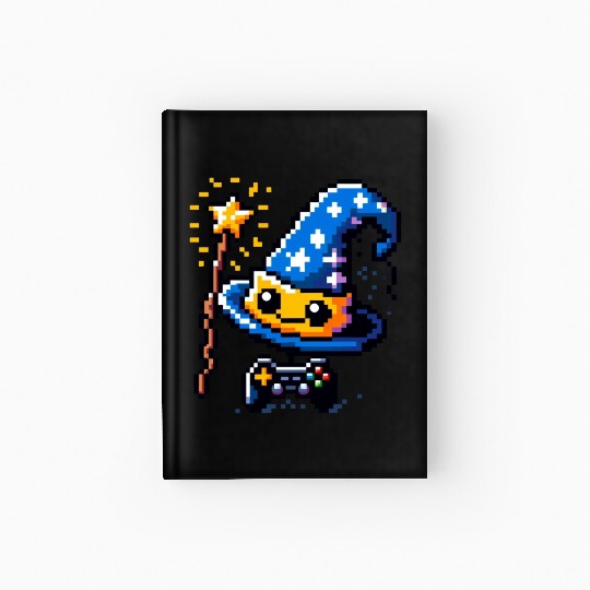 Gamer Wizard 8-Bit Hat with Controller Wand Hardcover Journal