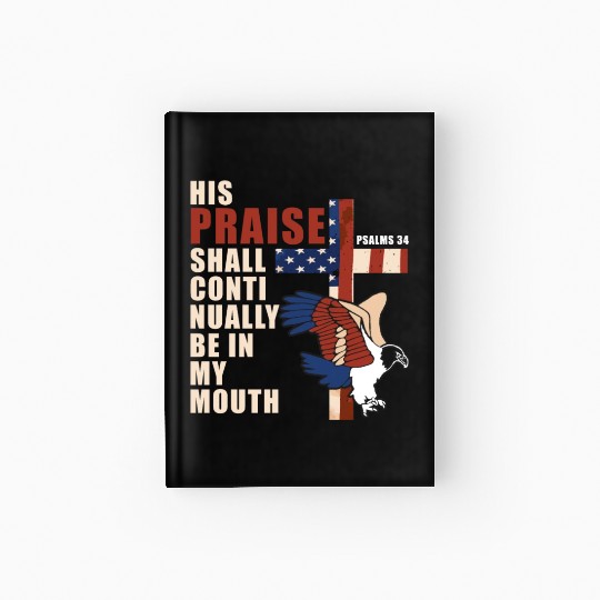 US Flag Eagle Christian Cross Patriotic Bible Vers Hardcover Journal