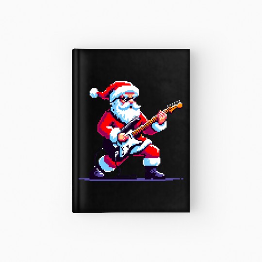 Rocking Santa 8-Bit Pixel Art Hardcover Journal