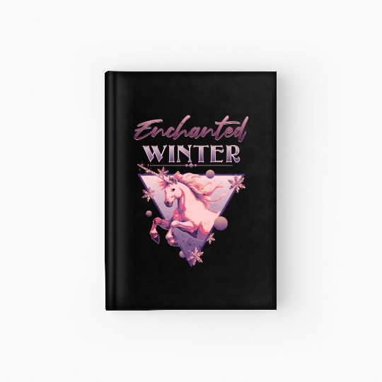 Enchanted Winter 80s Retro Lilac Unicorn Hardcover Journal