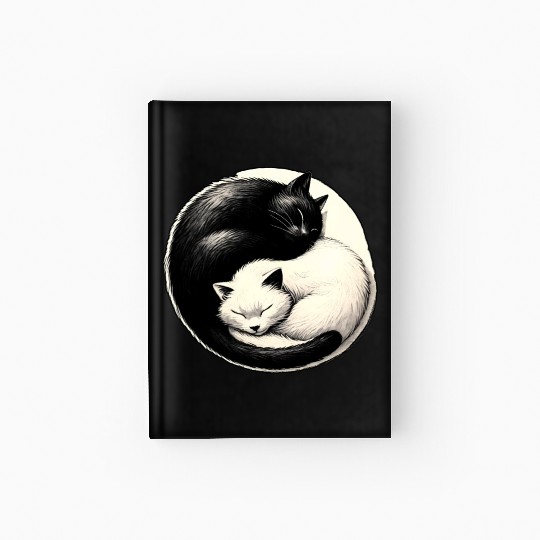 Yin and yang cats sleeping Hardcover Journal