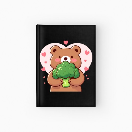 Bear in love hugs huge broccoli Hardcover Journal