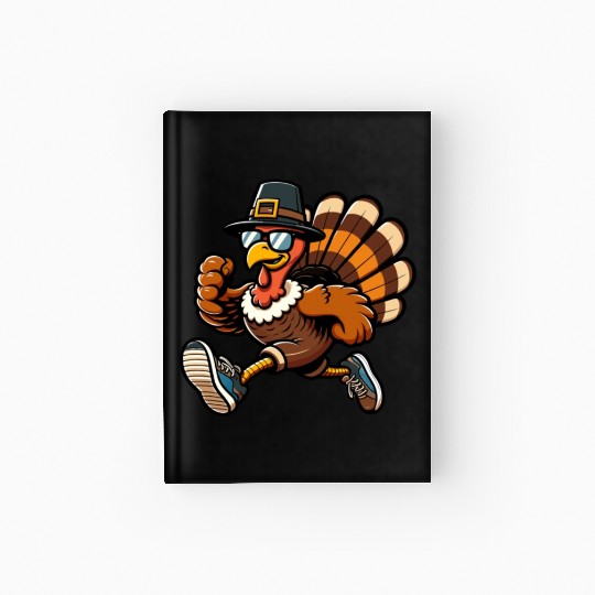 Running Turkey- Turkey Trot Running Thanksgiving Hardcover Journal