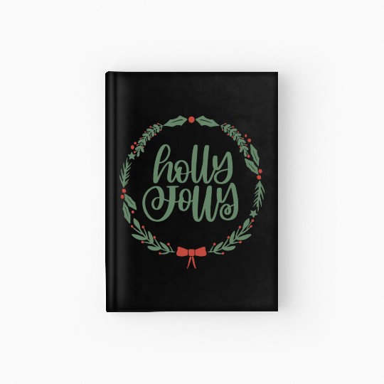 Holly Jolly Sage Green Christmas Wreath Fun Hardcover Journal