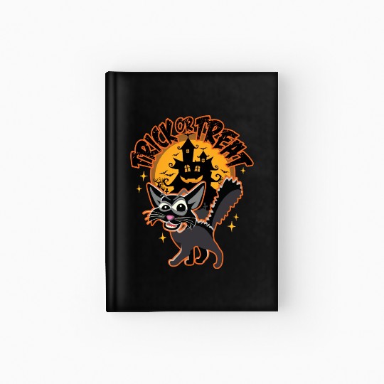 Halloween Cat Trick Or Treat Halloween Funny Men Hardcover Journal