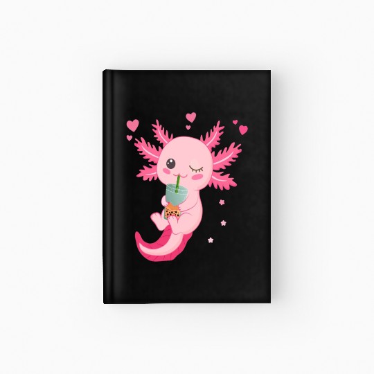 Boba Tea Bubble Tea Milk Tea Axolotl Hardcover Journal