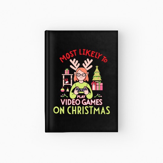Santa Most Likely To Play Video Game On Christmas Hardcover Journal