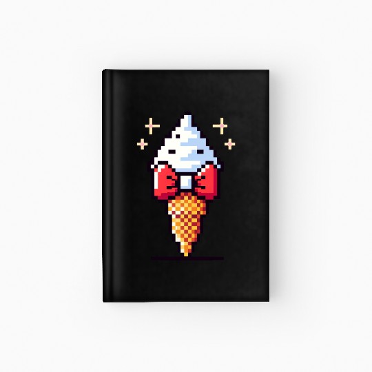 Whimsical 8-Bit Ice Cream: Retro Bow Tie Delight Hardcover Journal