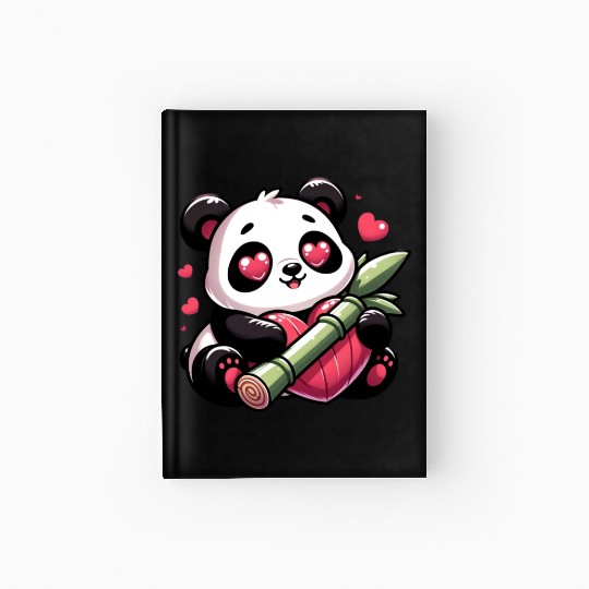 Panda Heart Eye Patches Valentine's Day Bamboo Hardcover Journal