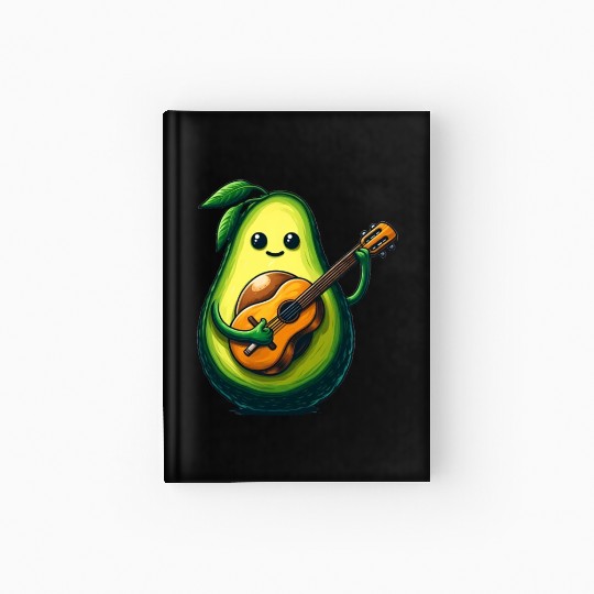 Avocado playing guitar Hardcover Journal