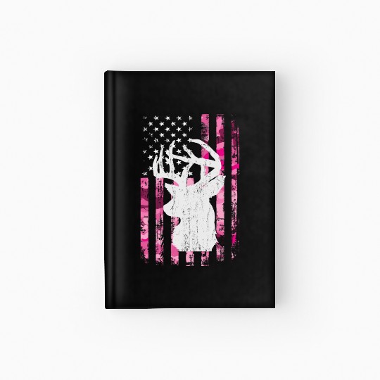 Deer Hunting Camo Pink Camouflage American Flag Hardcover Journal