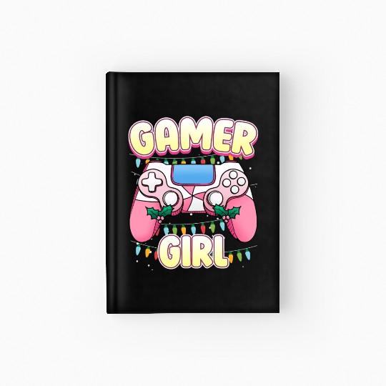 Gamer Girl Pink Controller Christmas Video Game Hardcover Journal