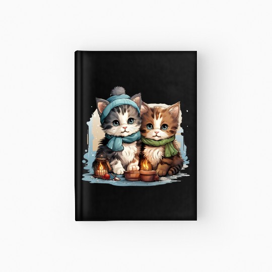 chubby kittens in Christmas stockings hanging Hardcover Journal