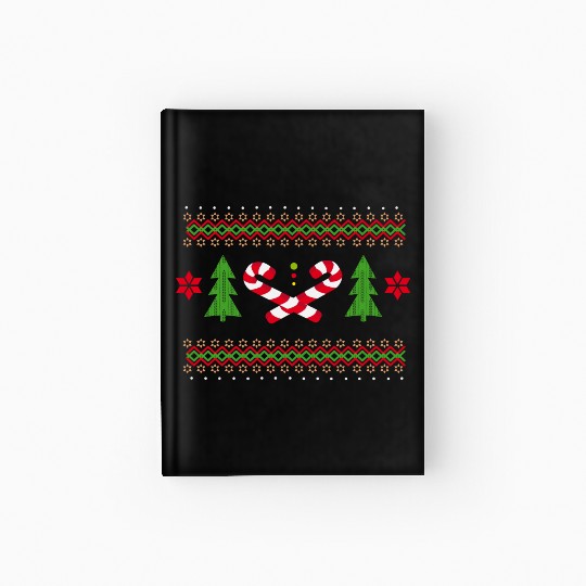 Candy canes pattern for Christmas Hardcover Journal