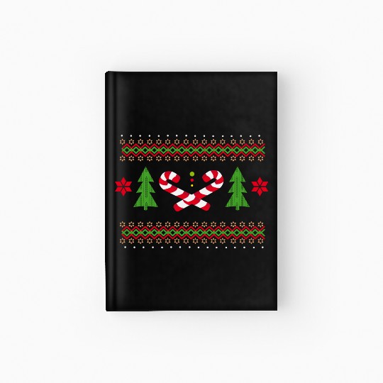 Candy canes pattern for Christmas Hardcover Journal