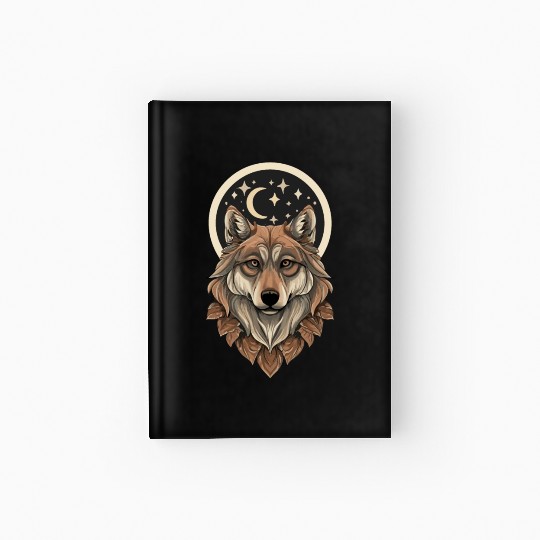 Wolf Moon Stars Design Hardcover Journal