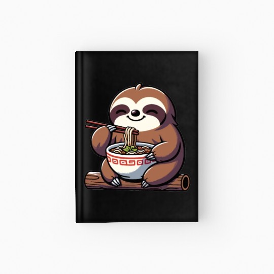 Cute Sloth Eats Ramen Noodles Sloths Ramen Hardcover Journal