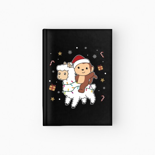 Monkey Lama Christmas Snow Winter Animals Hardcover Journal