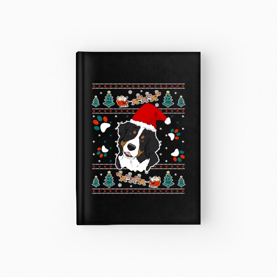 Merry Woofmas Bernese Mountain Dog Hardcover Journal