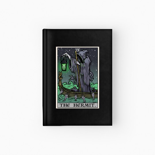The Hermit Tarot Card Gothic Halloween Grim Reaper Hardcover Journal