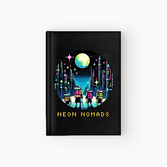 Cyberpunk Explorers - Neon Nomads Pixel Art Hardcover Journal