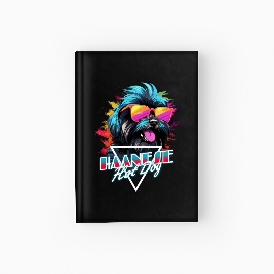 Retro Wave Havanese Hot Dog Hardcover Journal