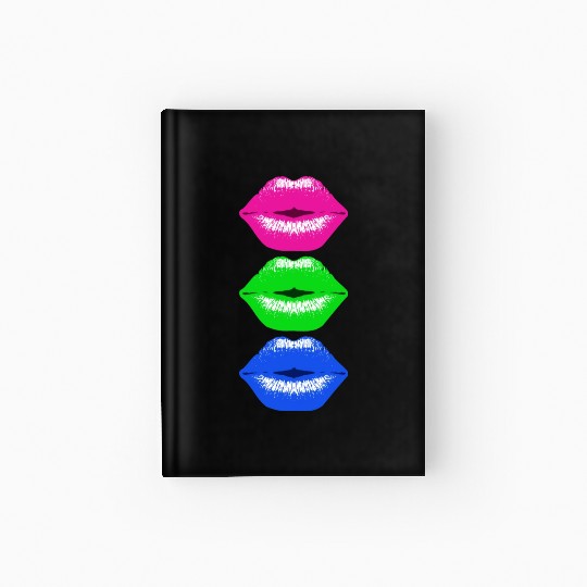 3 Kissing Lips Neon Colors Hardcover Journal