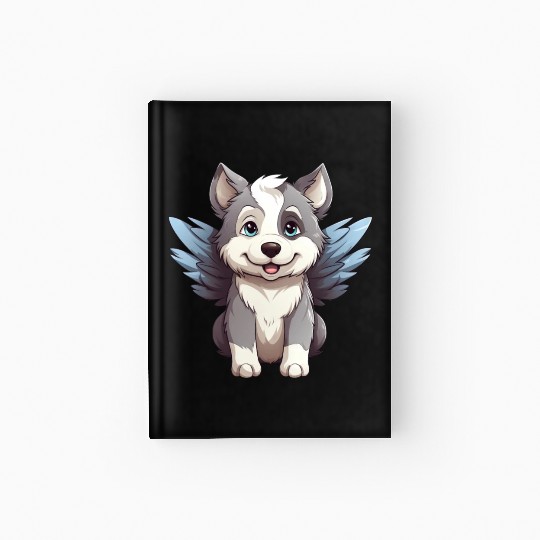 Husky Angel - Cute Dog with Heavenly Wings Hardcover Journal