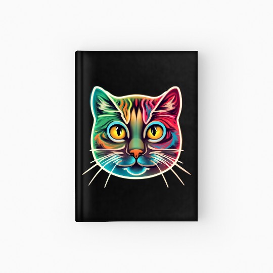 cat face neon design Hardcover Journal
